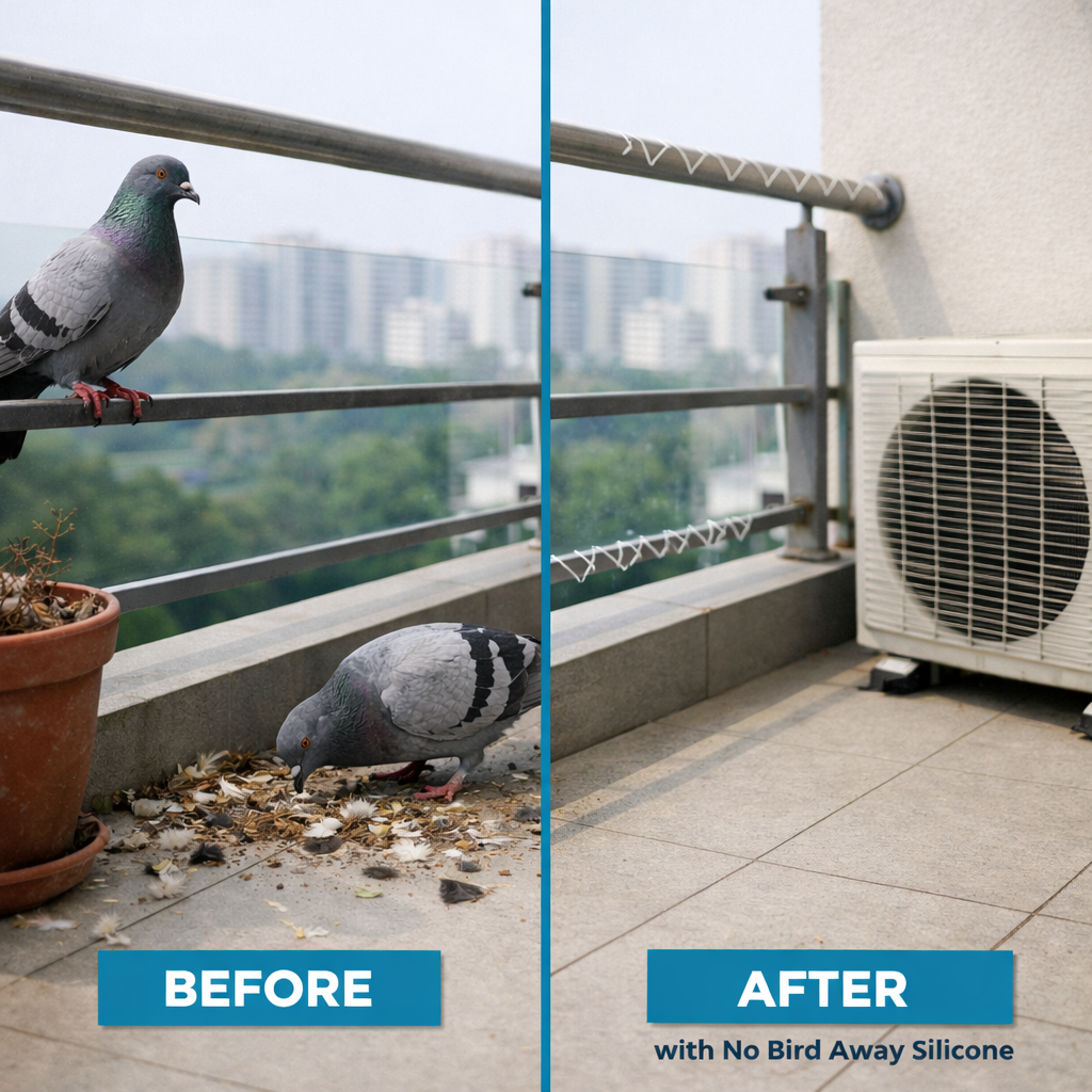 No Bird Away – Bird Safe Silicone for Balcony & AC Units